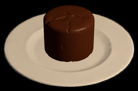Chocolate fondant on a ceramic plate